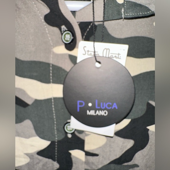 P. Luca Milano Women's SYB060 Green Camo 3/4 Sleeve Tunic Top Size Small - Picture 6 of 7